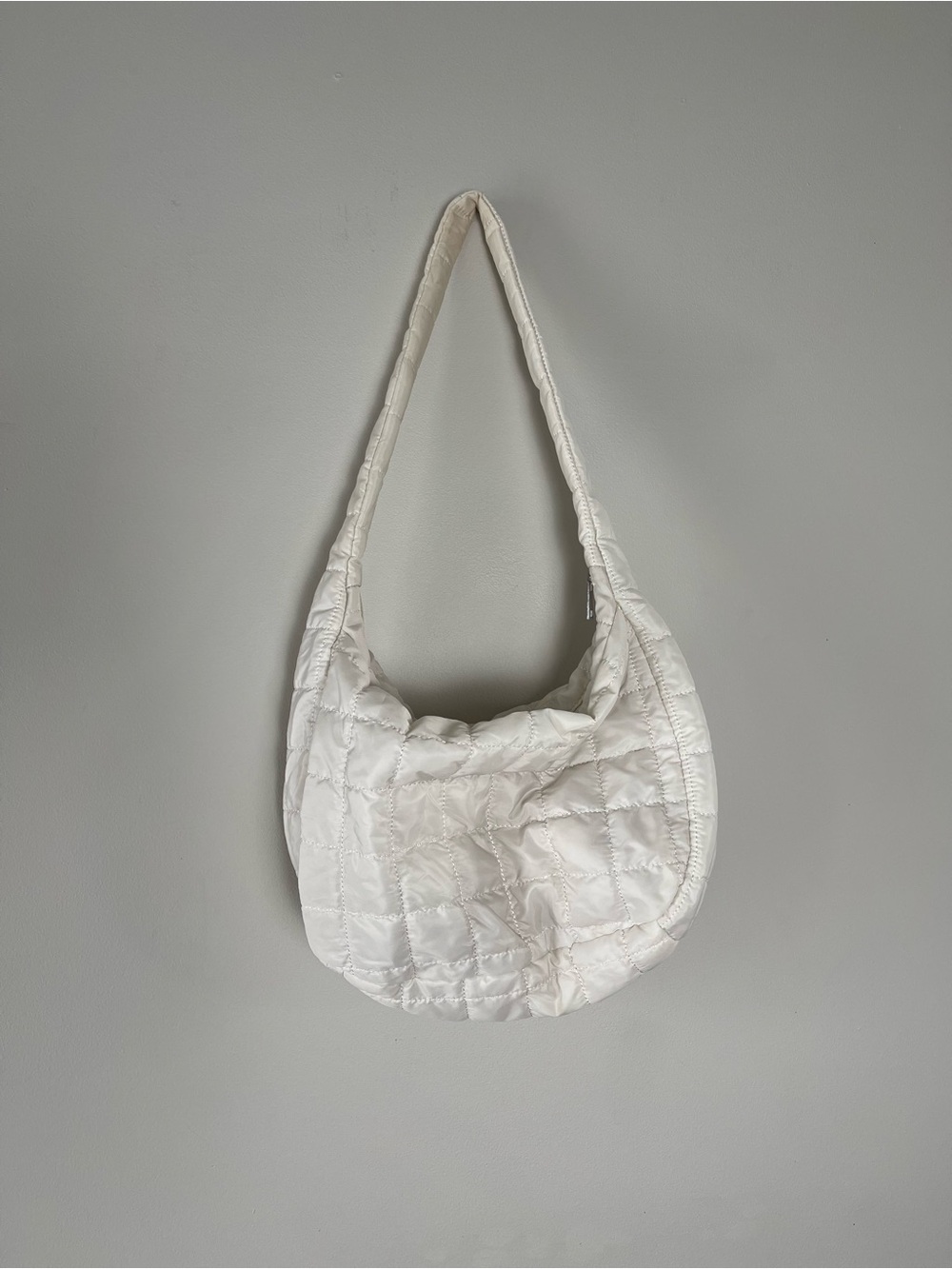 White Quilted Shoulder Bag - Minimal Chic